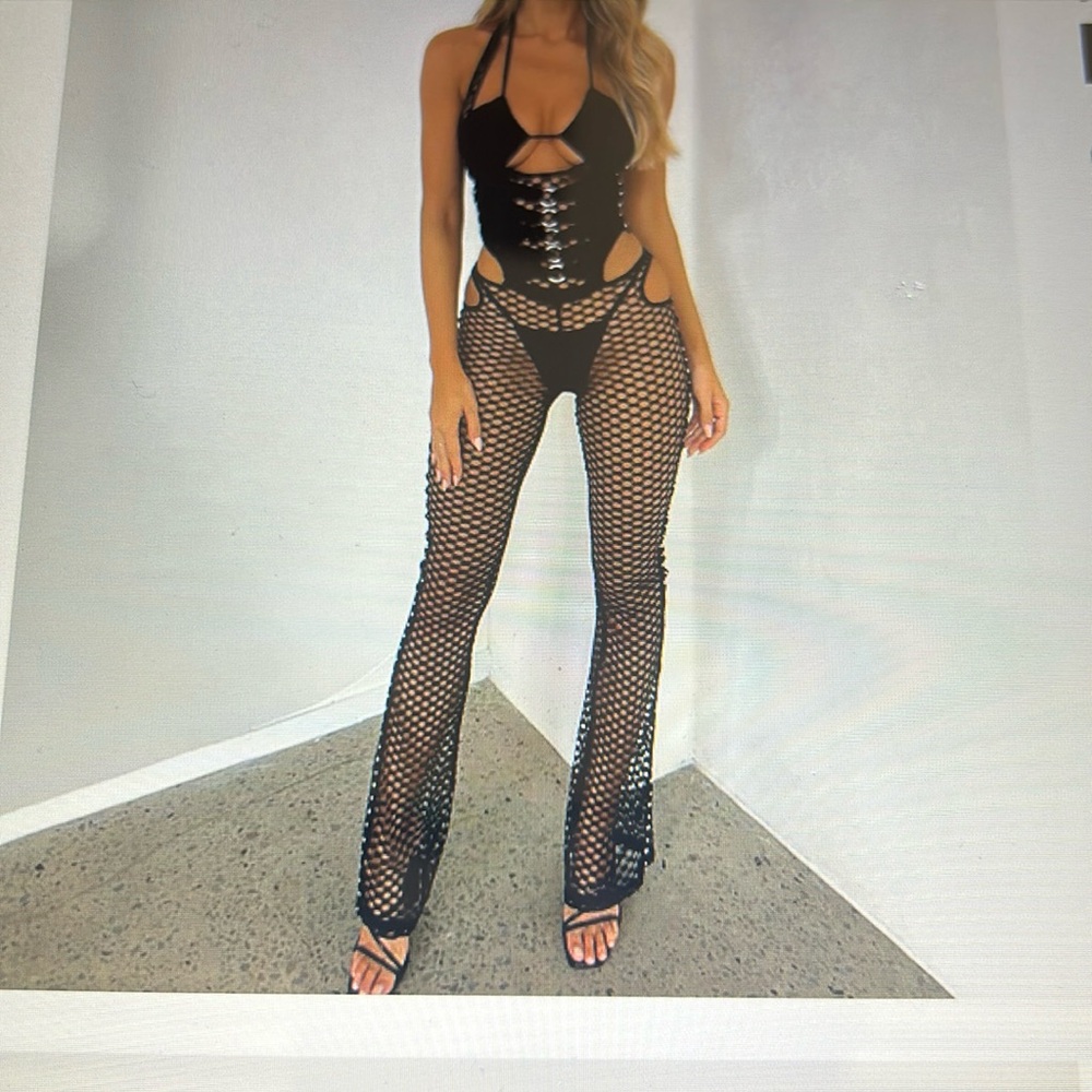 Black Fishnet Jumpsuit